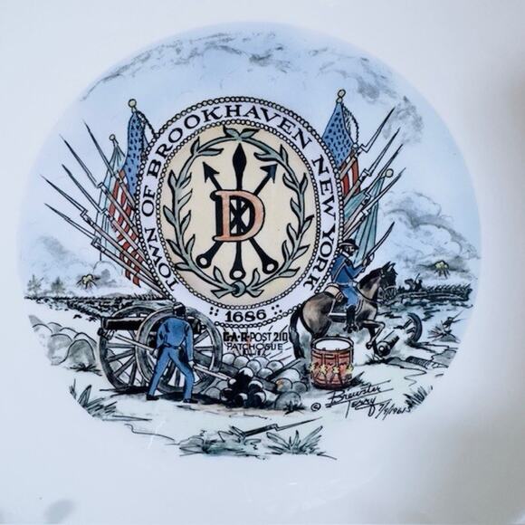 Delano Studios Town of Brookhaven New York Collector 1960 Plate Hand Colored VTG - Picture 2 of 9